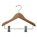 Wooden Baby Coat Hanger with Metal Bar and Metal Clips